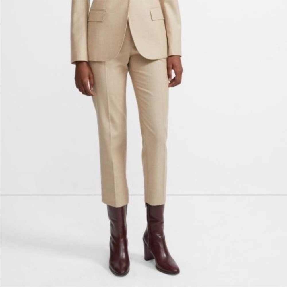 Theory Slim Cropped Trouser Wool Pant Sleek Flannel 8